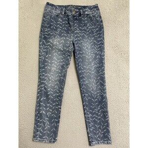 Soft Surroundings PS Trailing Vines Design Stretch Jeans Blue on Blue Slim